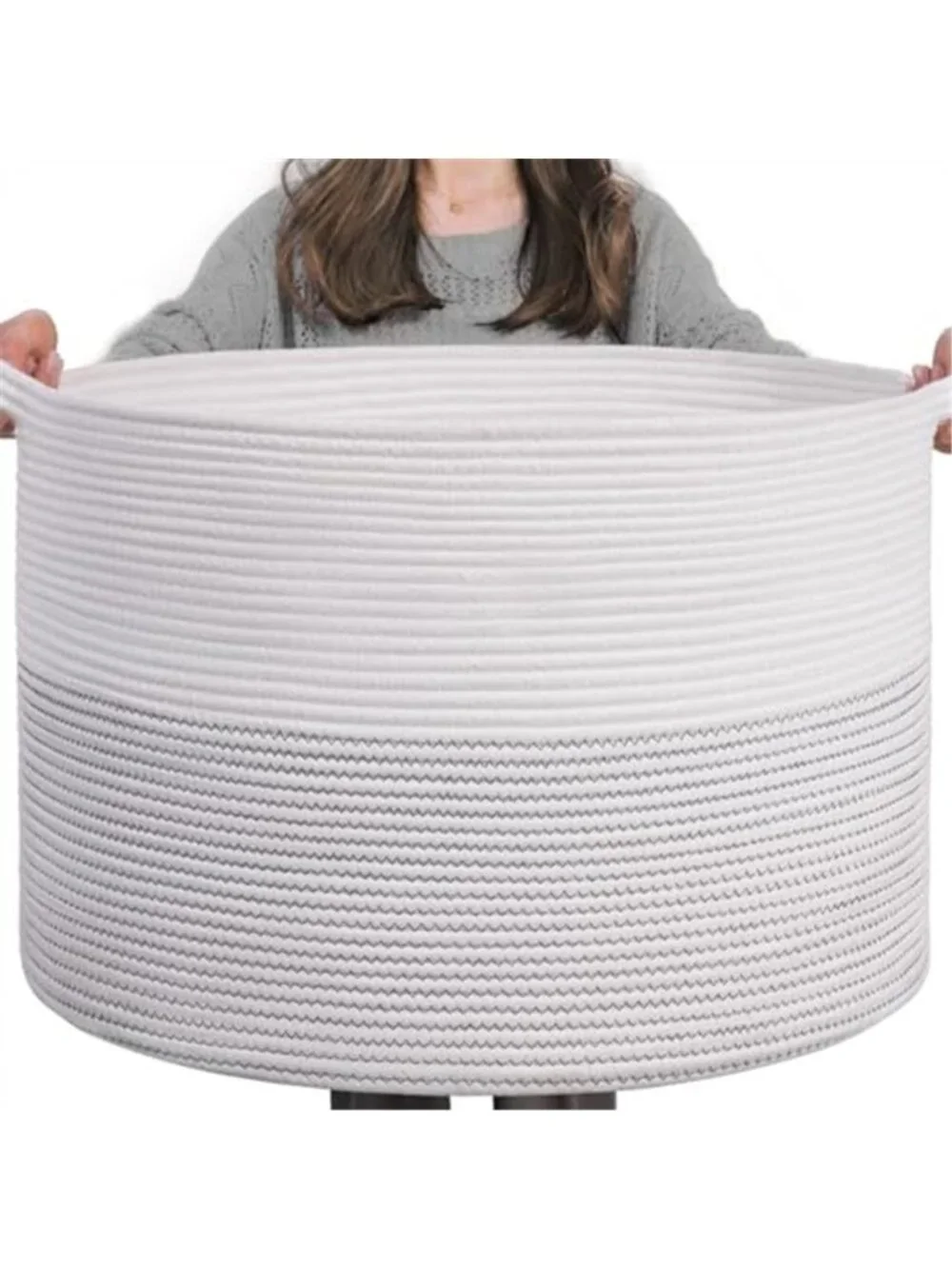 New XXXLarge Woven Rope Blanket Basket Living Room White, 90L